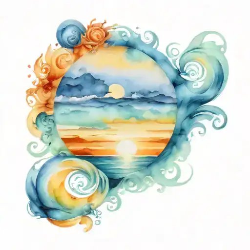 The Sun Setting Over The Ocean