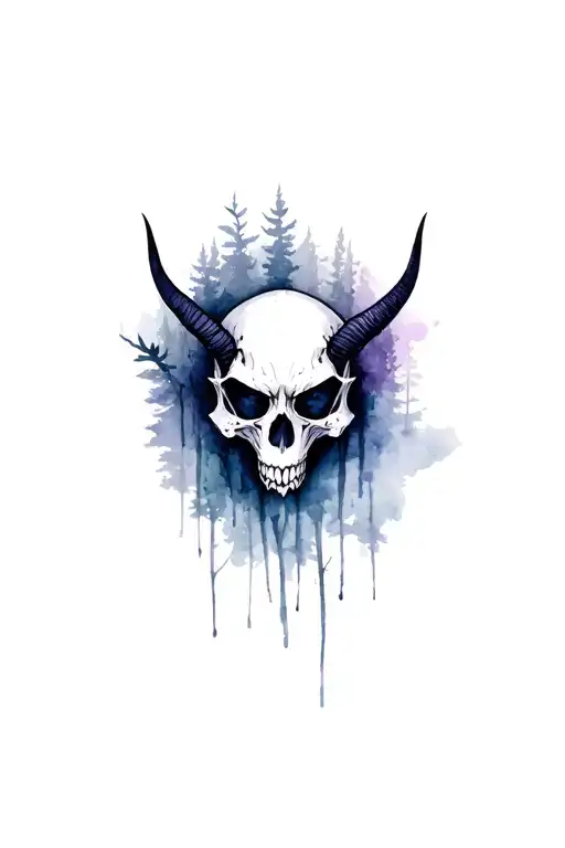 Dark Forest With A Demon Skull