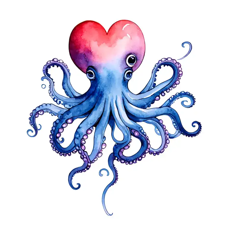 Octopus Holding Heart Symbolizing Love