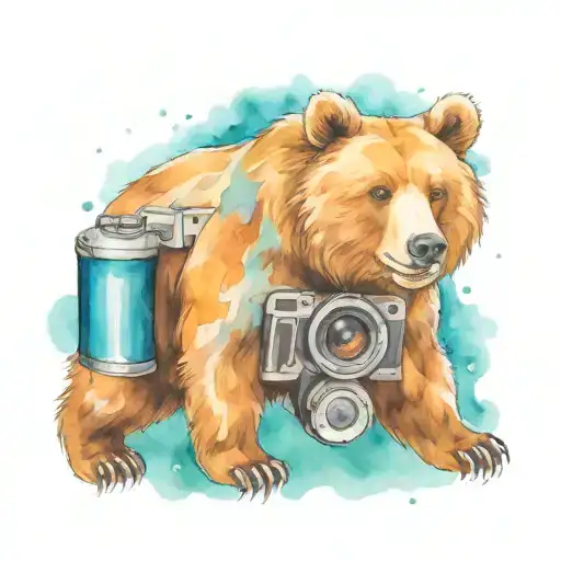 Smiling Grizzly Bear With Camera Sony A7iii