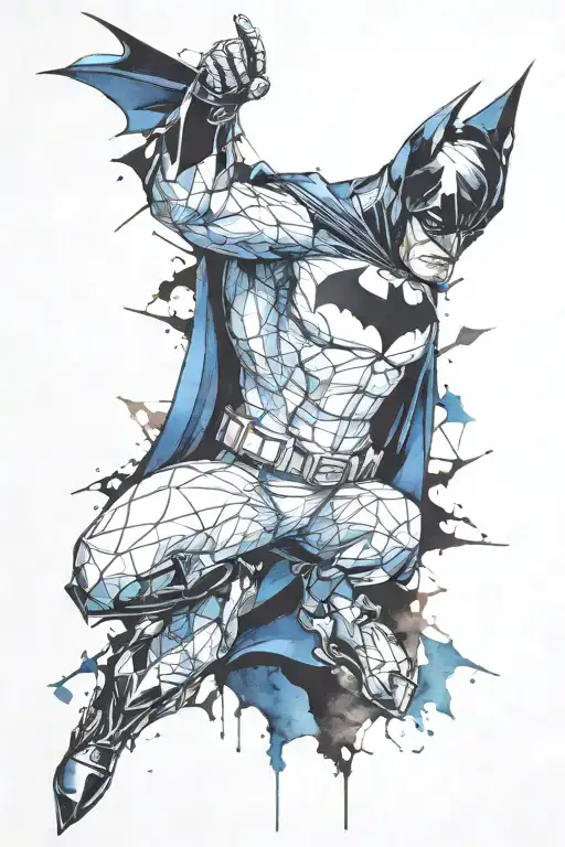 Digital Geometric Batman Scary Blue Eyes