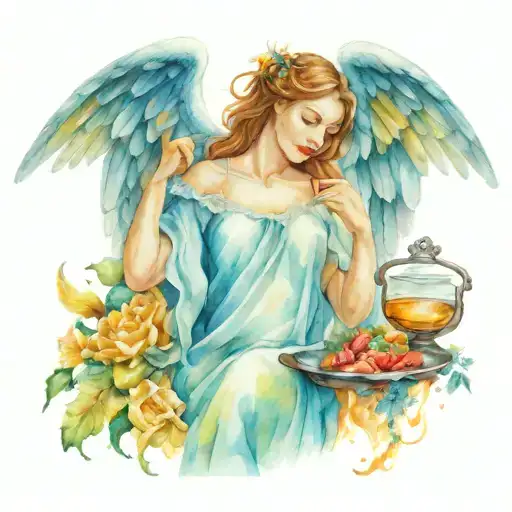 Angel Holding Scales Of Heaven And Hell And Crying And Happy In Same Time