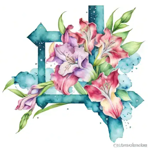 Gladiolus Flower Around Cross With Virgo And Gemini Constellation