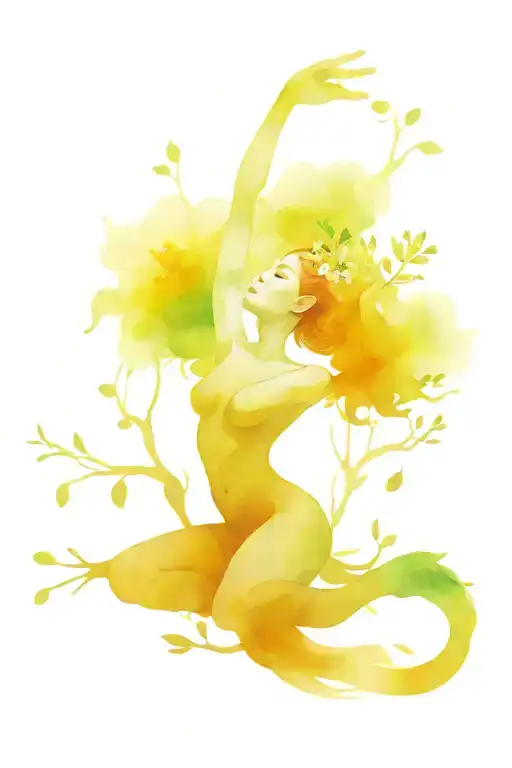 Goddess Body As A Tree Blooming Into Flowers