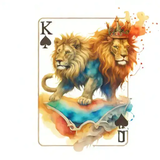 3D King Of Spades Card With Fierce Lion As The King