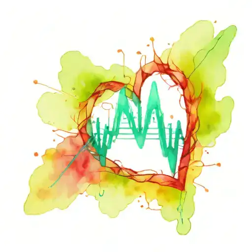 Heart Beat Line With Green Heart