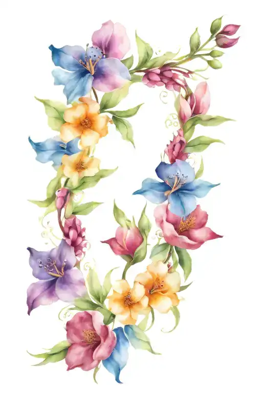 Birth Flowers Intertwined January February March April June August