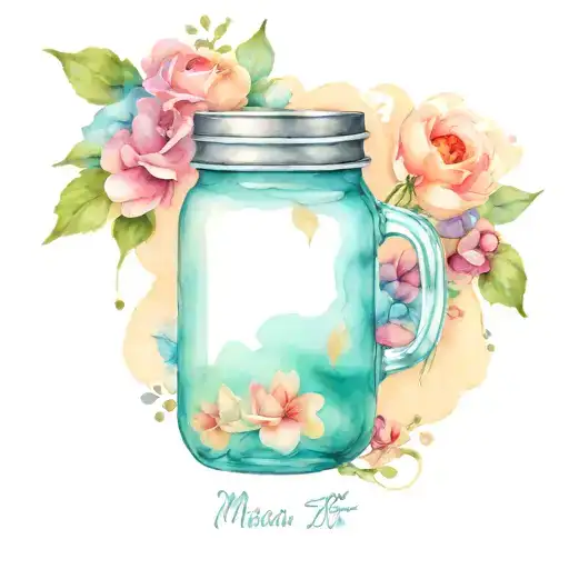 Mason Jar Teal Watercolor