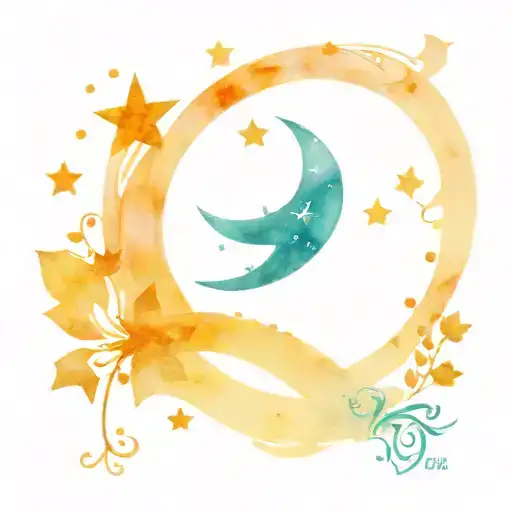 Crescent Moon With Stars And Musical Notes And With The Name Vihansa