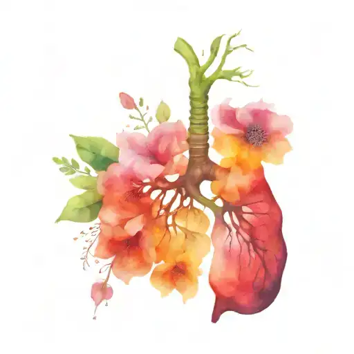 Rib Cage With Lungs Shaped Like Trees And Flowers