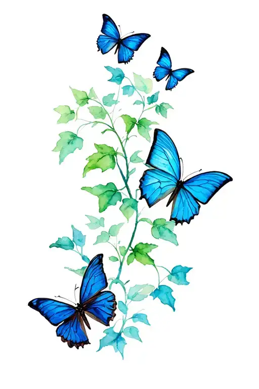 Ivy Vine And Blue Butterflies