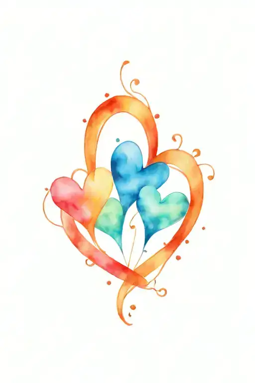 3 Vertical Connected Hearts One Line Art