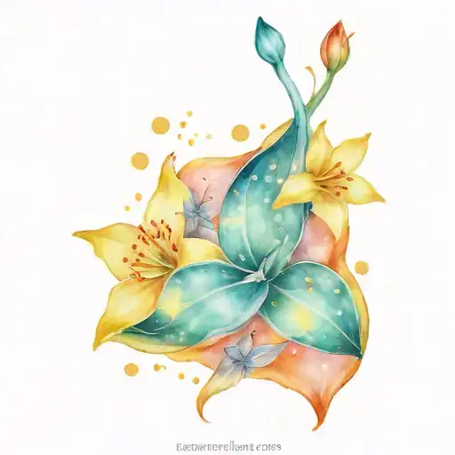 The Name Nova With Daffodils And Aquamarine Crystals And The Pisces Constellation