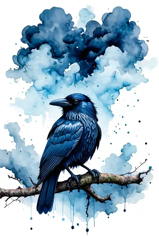 Raven Perched With Storm Clouds