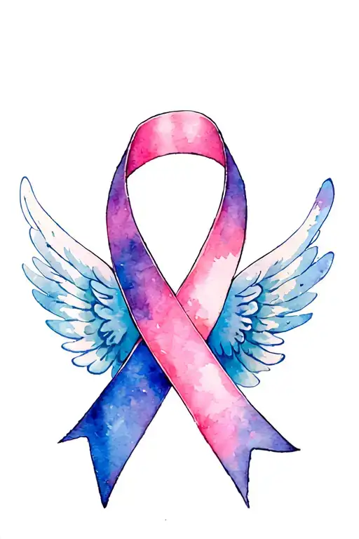 Cancer Ribbon With Wings