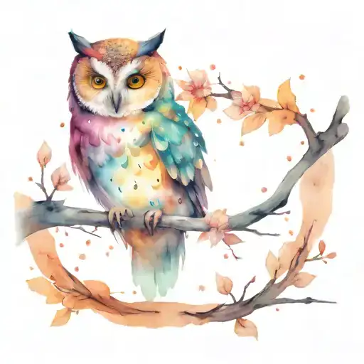 Owl On Branch With Orion Constellation Behind
