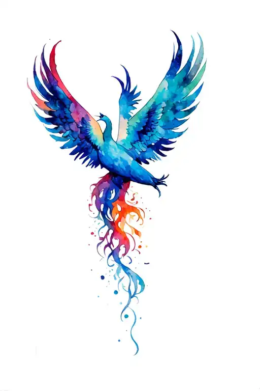 A Phoenix With Outspread Wings Flies Up The Spine