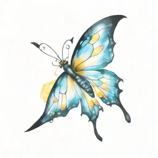 Black And Gold Butterfly Tattoo Design