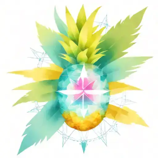 Pineapple With Compass North And South Pole Geometric Pattern