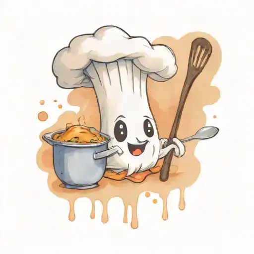 Cute Ghost Cooking In Chef Hat