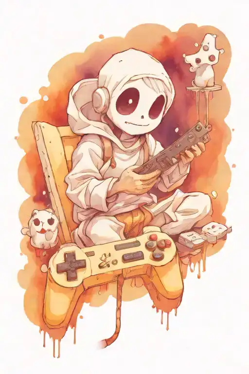 Cute Male Ghost Playing Video Games