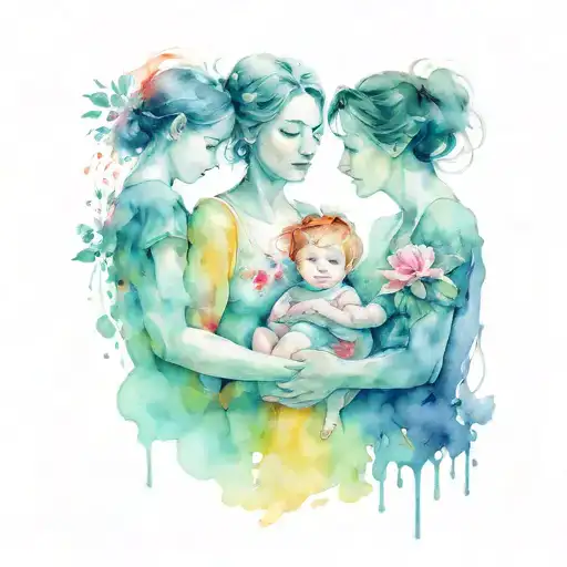 Mother With Two Daugthers