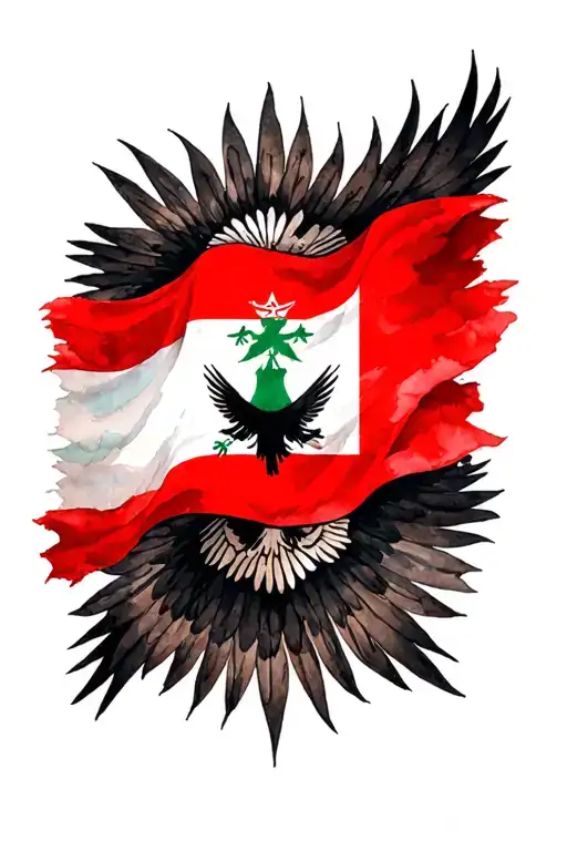 Lebanon Flag Morphing Bird Flying