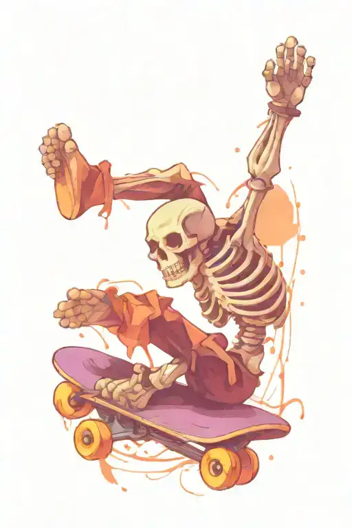 Skeleton Riding Skateboard