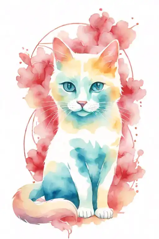 Cat With An It Background Coloured