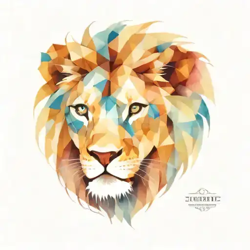 Half Lion Face Cubism Colour