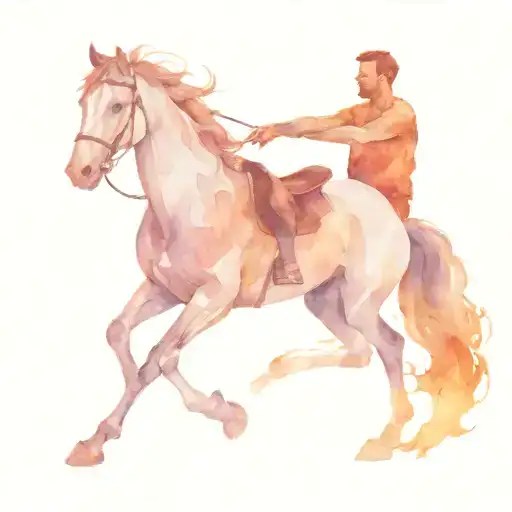 A Man With His Horse On Fire