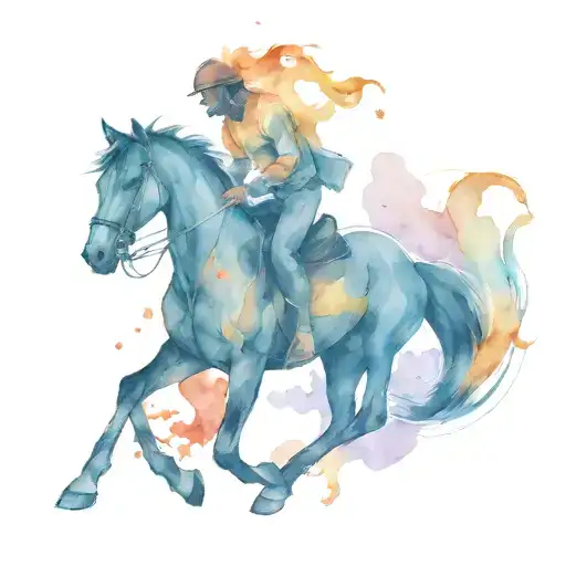 A Man On His Horse Coming Out Of Fire