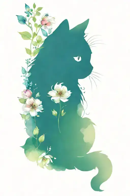 Cat With Flowers