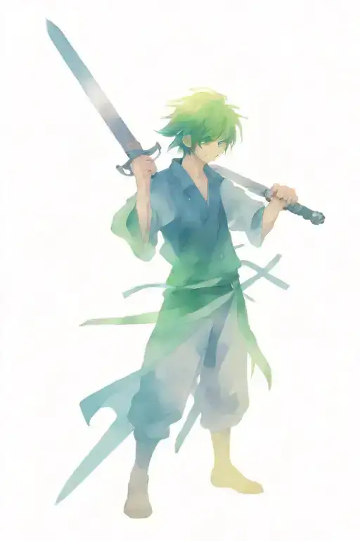 Anime Character Wielding His Sword