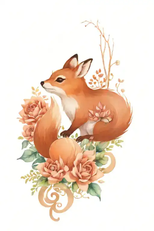 Floral Sleeve Tattoo Featuring Woodland Creatures