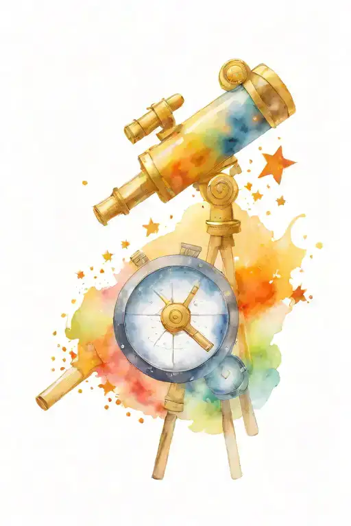 A Telescope Surrounded By Swirling Watercolor Stars