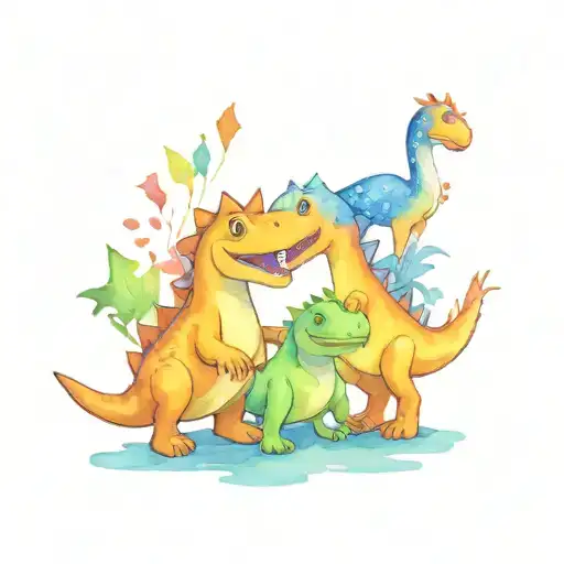 Autism Inspired With 2 Cartoon Dinosaurs