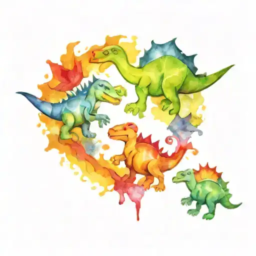 Autism Inspired Puzzle Pieces With 2 Slightly Different Cartoon Dinosaurs