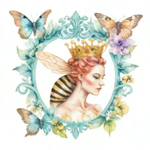 A Queen Bee Dressed With A Crown And Queens Clothinf