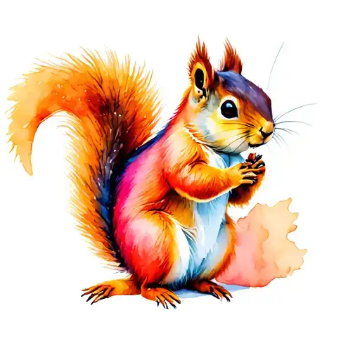 Squirrel Watercolour Rainbow