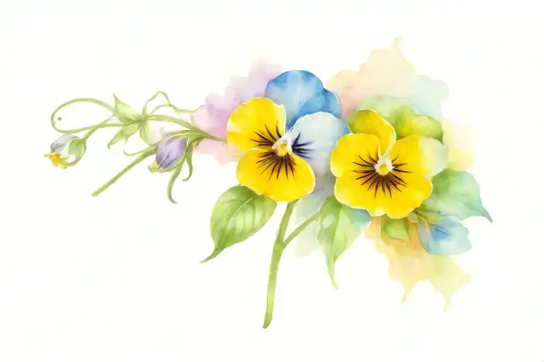 Wild Pansy Flowers With Russian Flag Background