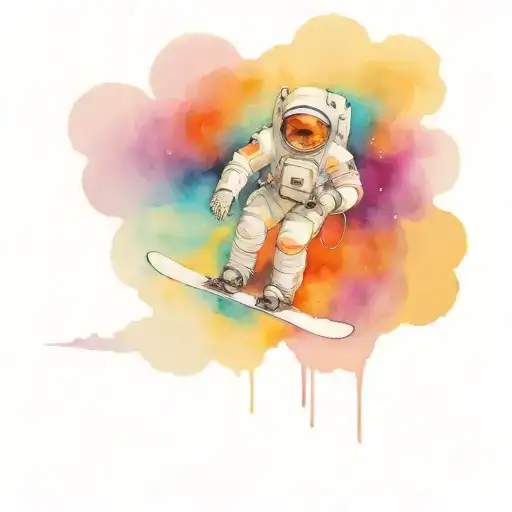 Astronaut Snowboarding Through Space
