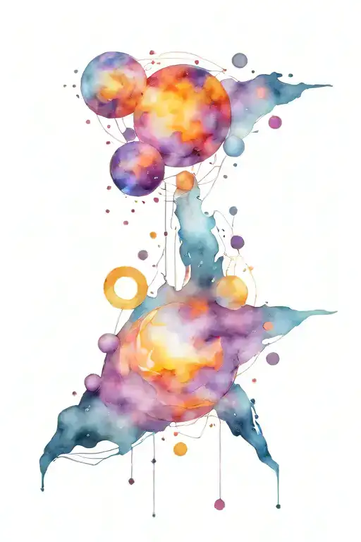 Aquarius Constallation With Amathyst And Planets Orbiting