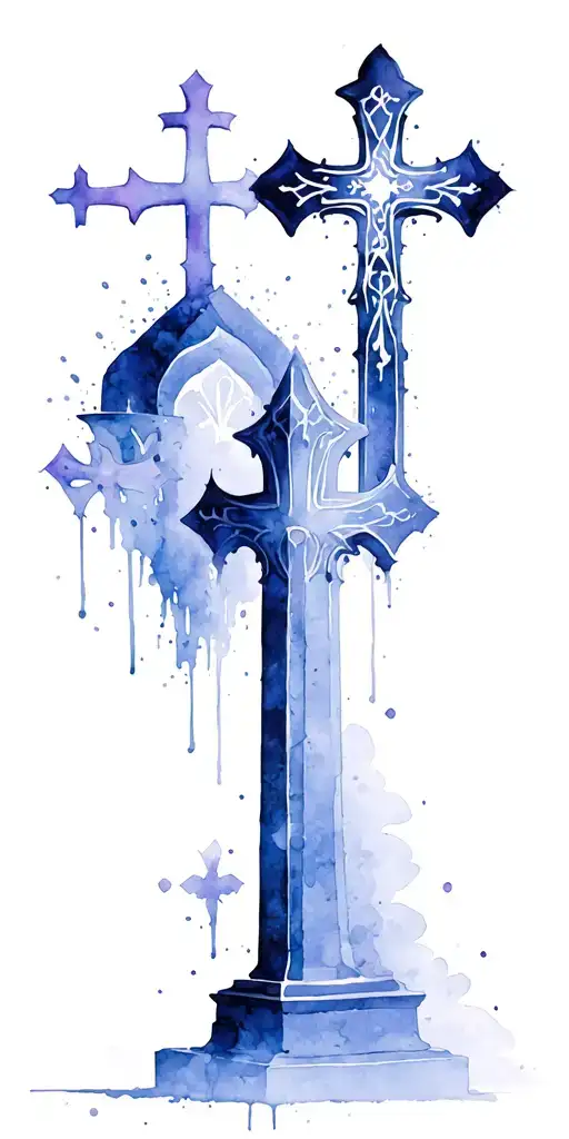 Blac Gothic Crosses And Tombs