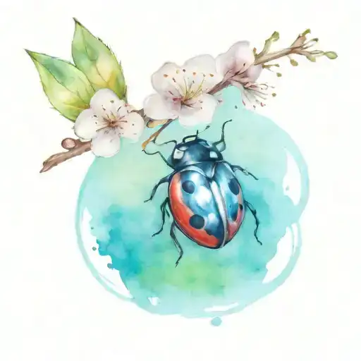 Ladybug On A Cherry Blossom