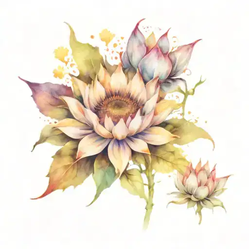 Sunflower And Lotus
