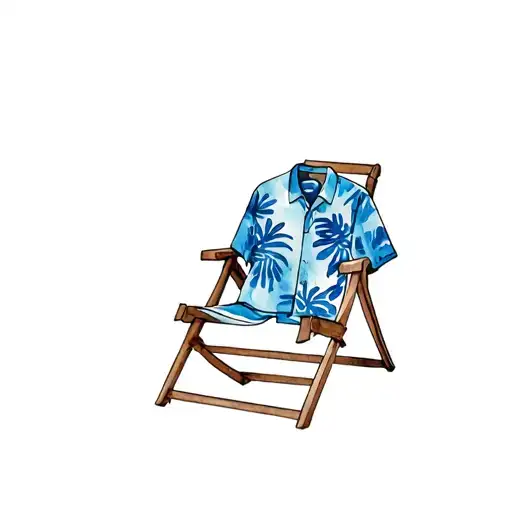Blue Lawn Chair And Hawaiian Shirt