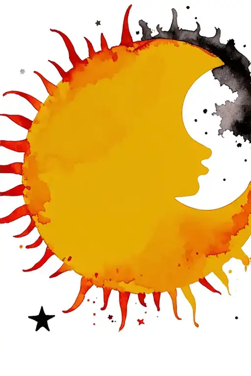 Red And Black Sun Moon Stars