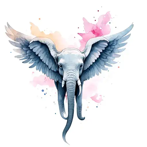 Elephant Angel Wings Intertwined