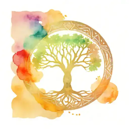 Tree Of Life Intertwined With Gypsy Symbol And Eternal Love Symbol